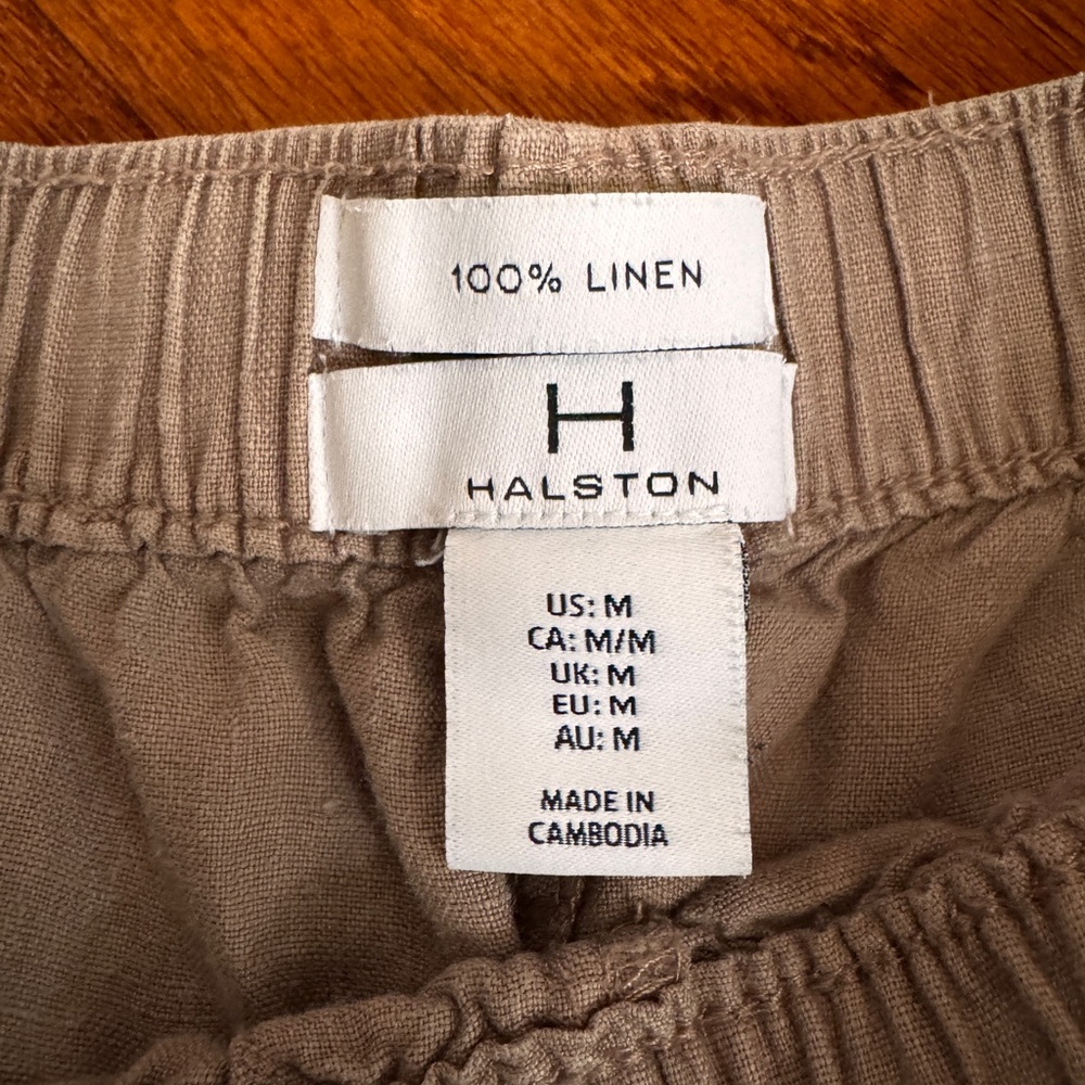 42. Women’s Casual Drawstring Linen Jogger Pants - Tan/Light mauve - Picture 4 of 7